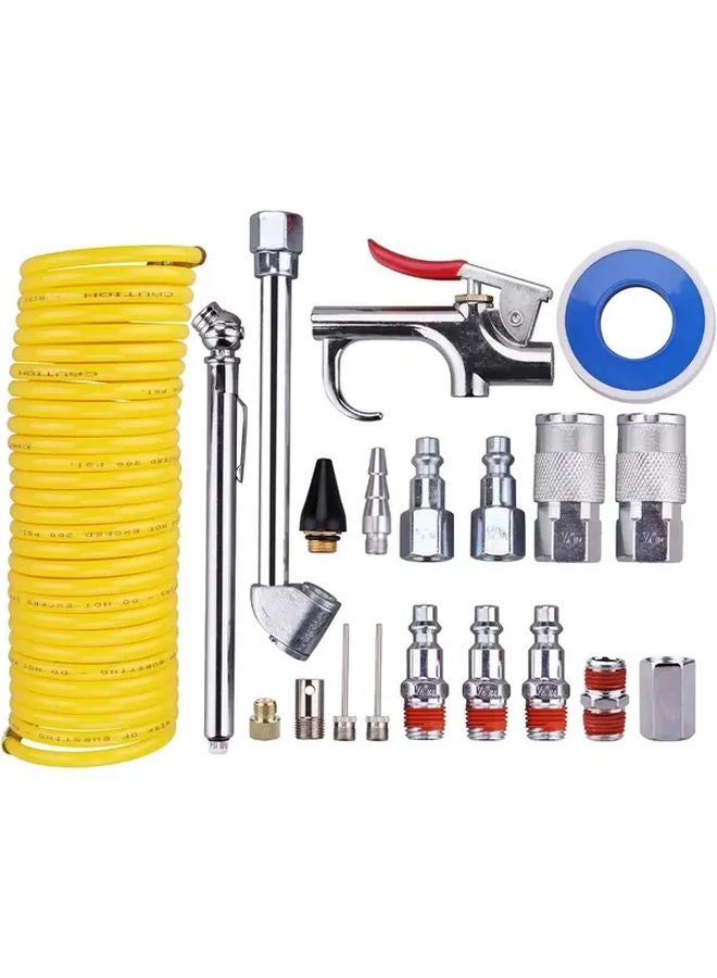 20PCS Air Compressor Kit With 25ft Hose Tire Gauge And Metal Tools For DIY Car Maintenance - Image 1